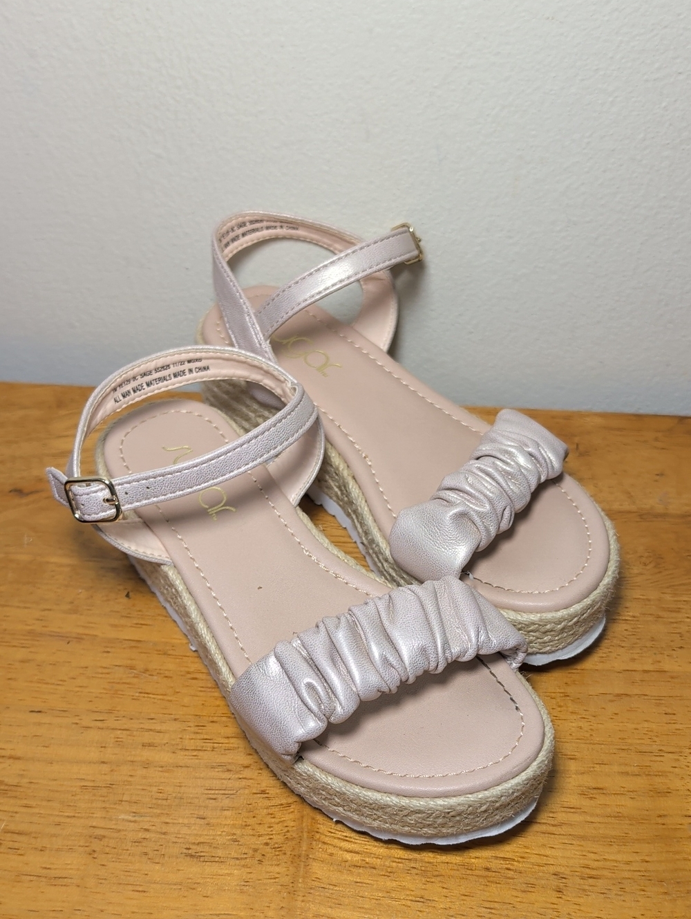 Sugar Pink Ruffle Strap Sandal with Espadrille Sole Ankle Strap Girls Size 1